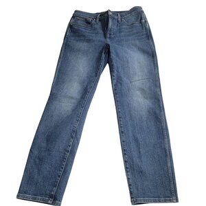 Madewell Women Blue Denim Cotton Mid-Rise Stovepipe Jeans Size 29